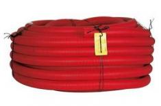 Hekaplast 75/63 mm PEH-kabelr�r m/muffe, korr./glat, 50 m, r�d