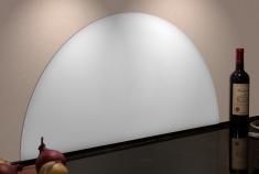 Halvcirkel st�nkplade til k�kken - 80 x 40 cm - Hvid glas