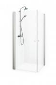 Cassøe Spirit Ret hjørne 80x80 cm - Klar glas/blank alu