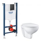 Grohe Bau toiletpakke inkl. sæde, cisterne og mat sort betjening