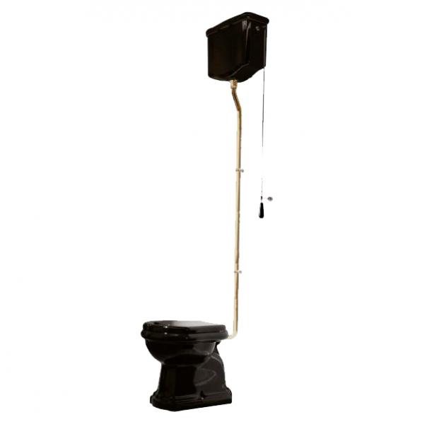 Retro HIGH toilet med messing rør og P-lås - Blank Sort Retro HIGH toilet med messing rør og P-lås - Blank Sort