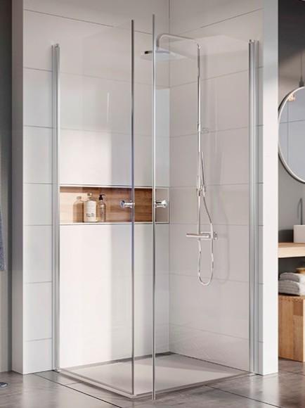 Str&oslash;mberg Savona bruseniche - 80x80 cm - Klar glas/krom