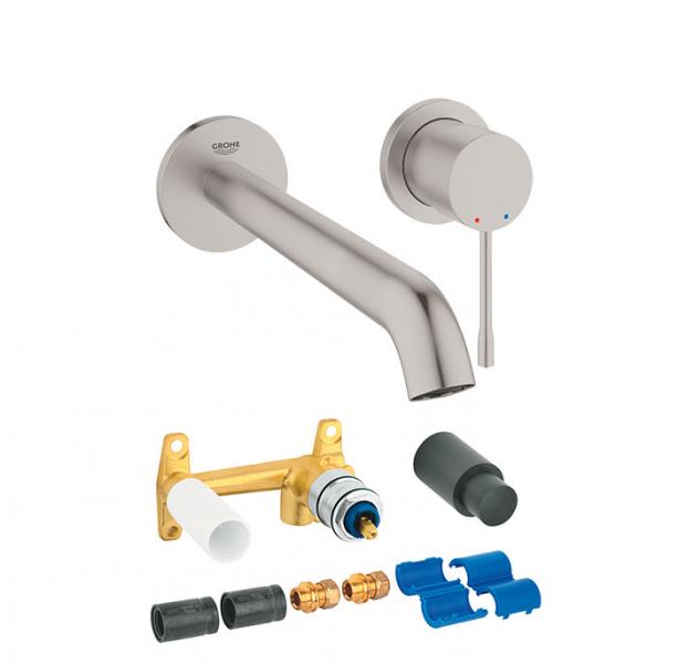 Grohe Essence New L komplet armatur til indbygning i væg - Supersteel Grohe Essence New L komplet armatur til indbygning i væg - Supersteel