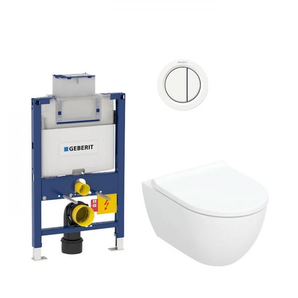 Geberit Acanto toiletpakke m/TurboFlush, sæde, lav cisterne og hvid betjening Geberit Acanto toiletpakke m/TurboFlush, sæde, lav cisterne og hvid betjening