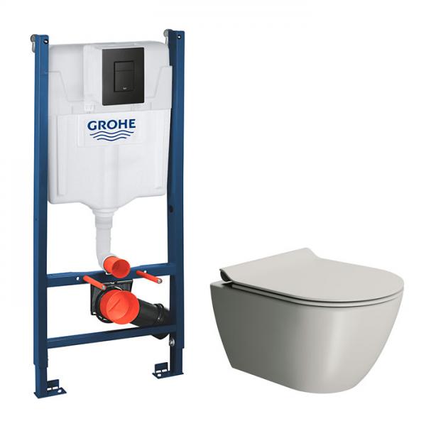GSI Pura Cenere 50 toiletpakke inkl. sæde m. softclose, cisterne og mat sort betjening GSI Pura Cenere 50 toiletpakke inkl. sæde m. softclose, cisterne og mat sort betjening