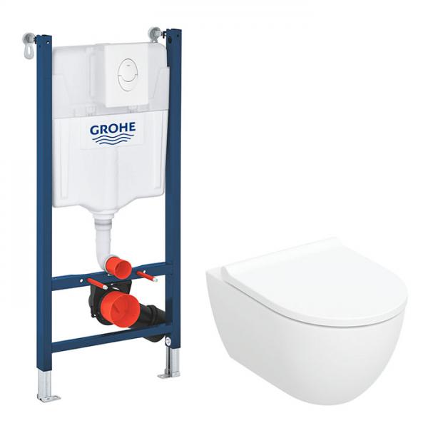 Geberit Acanto Rimless væghængt inkl. sæde m/SoftClose, cisterne og betjening i hvid Geberit Acanto Rimless væghængt inkl. sæde m/SoftClose, cisterne og betjening i hvid