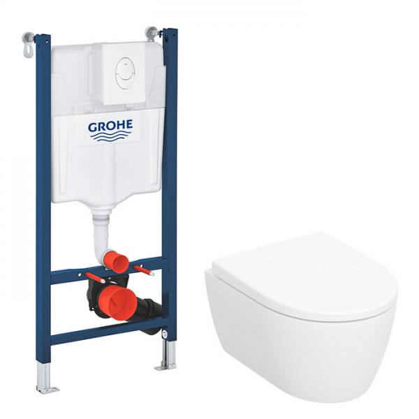 Geberit iCon kompakt væghængt toilet inkl sæde m/SoftClose, cisterne og betjening i hvid Geberit iCon kompakt væghængt toilet inkl sæde m/SoftClose, cisterne og betjening i hvid