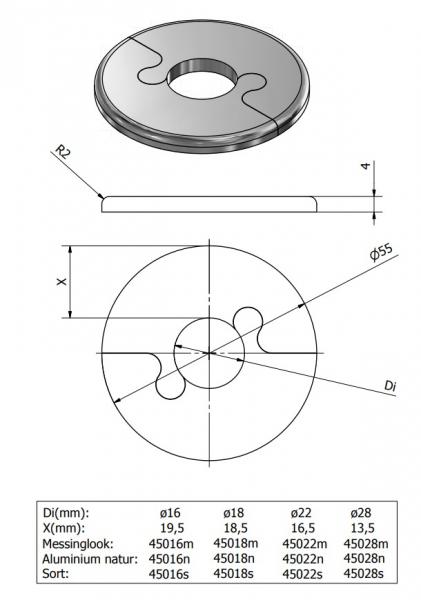 Metalwo Alu fit rosette Ø18 - Mat sort Metalwo Alu fit rosette Ø18 - Mat sort