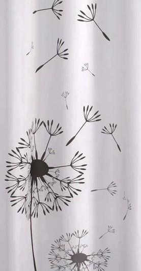 Hefe badeforh&aelig;ng m/sort blomst 120 x 200 cm