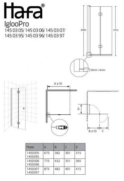 Hafa Igloo Pro foldedør - Klar glas/mat sort - 80 cm Hafa Igloo Pro foldedør - Klar glas/mat sort - 80 cm