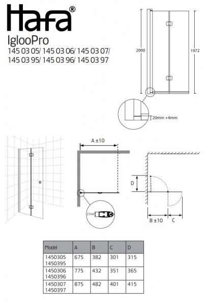 Hafa Igloo Pro foldedør - Klar glas/mat sort - 90 cm Hafa Igloo Pro foldedør - Klar glas/mat sort - 90 cm
