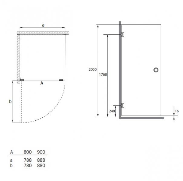 Hafa Infinity brusedør 80 - Messing Hafa Infinity brusedør 80 - Messing