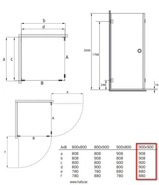 Hafa Infinity bruseniche - Lace glas - Krom - 90x90 cm Hafa Infinity bruseniche - Lace glas - Krom - 90x90 cm
