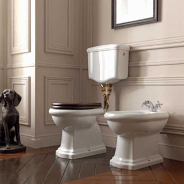 Lavabo Retro Low toilet med messing rør og P-lås - Blank hvid Lavabo Retro Low toilet med messing rør og P-lås - Blank hvid