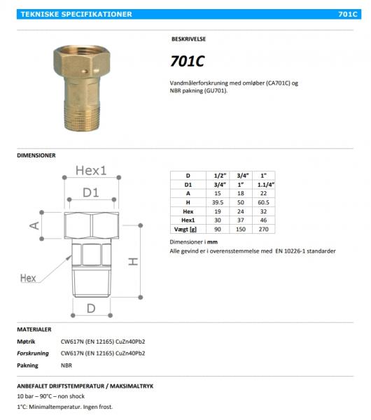 Vandm&aring;lerforskruning - 1" x 1.1/4"