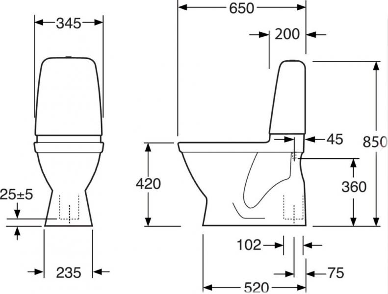 Gustavsberg Pacific 6500 toilet m/skjult S-lås Gustavsberg Pacific 6500 toilet m/skjult S-lås