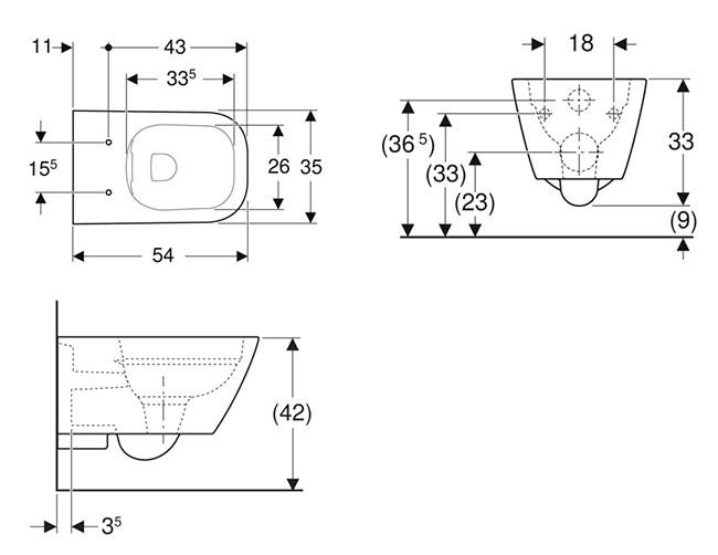 Geberit Smyle Square kompakt væghængt toilet Geberit Smyle Square kompakt væghængt toilet