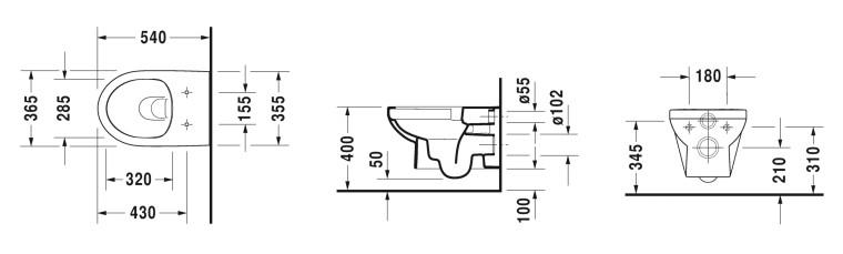 Duravit No. 1 Rimless væghængt toilet inkl. toiletsæde m/softclose Duravit No. 1 Rimless væghængt toilet inkl. toiletsæde m/softclose