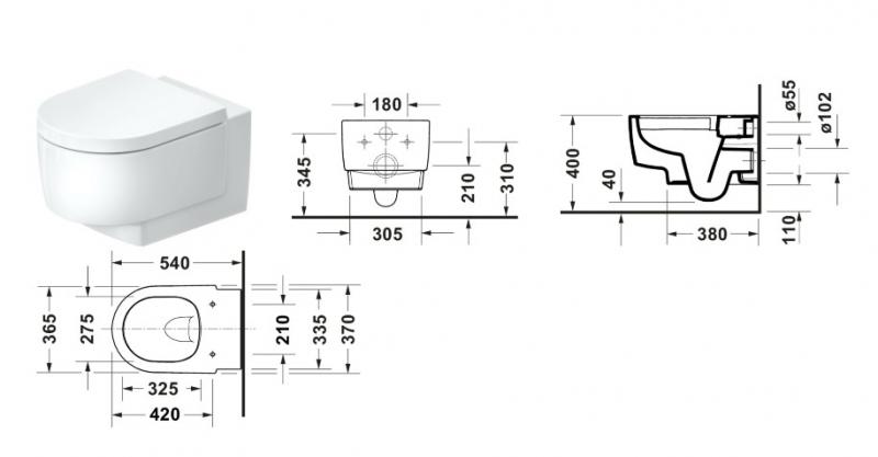 Duravit Balcoon væghængt toilet m/Rimless og DuraShield - Ler Terra Duravit Balcoon væghængt toilet m/Rimless og DuraShield - Ler Terra
