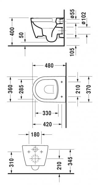 Duravit Soleil by Starck compact RIMless v&aelig;gh&aelig;ngt toilet m/wondergliss