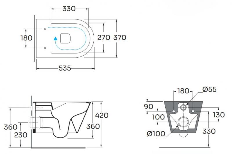 Lavabo Forma rimless væghængt toilet inkl. sæde og Vortex skyl - Ash Lavabo Forma rimless væghængt toilet inkl. sæde og Vortex skyl - Ash