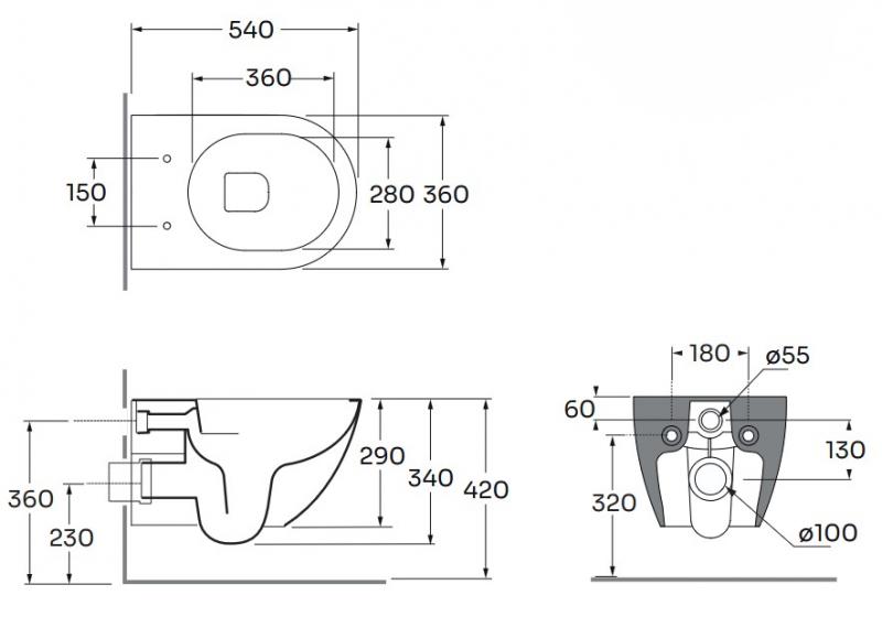 Lavabo Comoda rimless væghængt toilet inkl. EasyClean og sæde m/soft-close - Taupe Lavabo Comoda rimless væghængt toilet inkl. EasyClean og sæde m/soft-close - Taupe