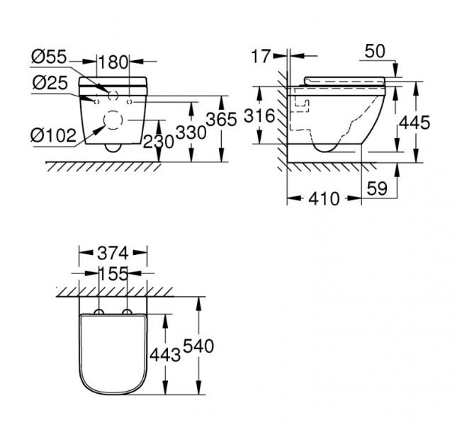 Grohe Euro Ceramic v&aelig;gh&aelig;ngt toilet inkl. s&aelig;de m/soft close