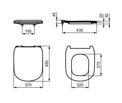 Ideal Standard Tesi toilets&aelig;de m/softclose - hvid