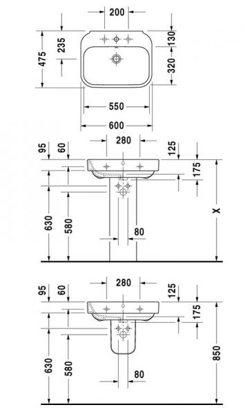 Duravit Happy D.2 60 håndvask t/væg Duravit Happy D.2 60 håndvask t/væg