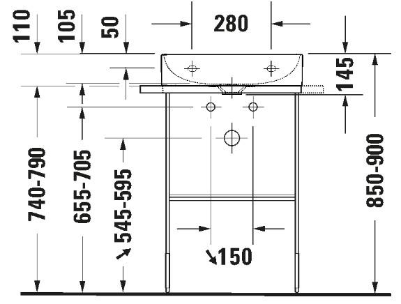 Duravit DuraSquare 50 stativ til håndvask - Gulvstående - Mat sort Duravit DuraSquare 50 stativ til håndvask - Gulvstående - Mat sort