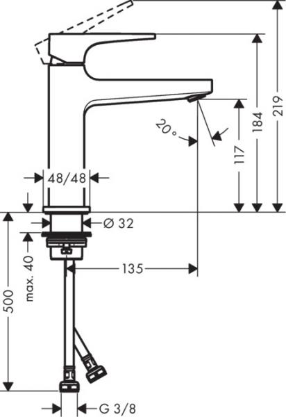 Hansgrohe Metropol 110 armatur m/push-open bundventil - Krom Hansgrohe Metropol 110 armatur m/push-open bundventil - Krom