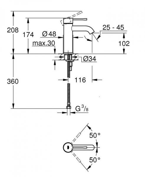 Grohe Essence New S håndvaskarmatur u/bundventil - Mat sort Grohe Essence New S håndvaskarmatur u/bundventil - Mat sort