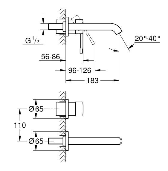 Grohe Essence New komplet armatur til indbygning i væg - Børstet hard graphite Grohe Essence New komplet armatur til indbygning i væg - Børstet hard graphite