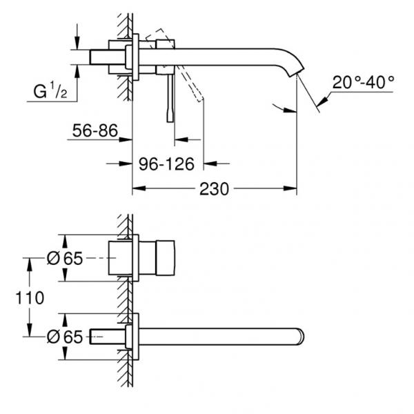 Grohe Essence New L komplet armatur til indbygning i væg - Krom Grohe Essence New L komplet armatur til indbygning i væg - Krom