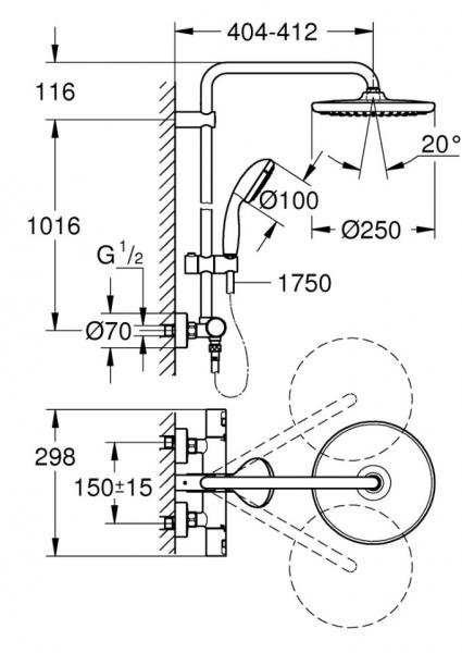 Grohe Vitalio Start System 250 komplet brusesystem - Krom Grohe Vitalio Start System 250 komplet brusesystem - Krom