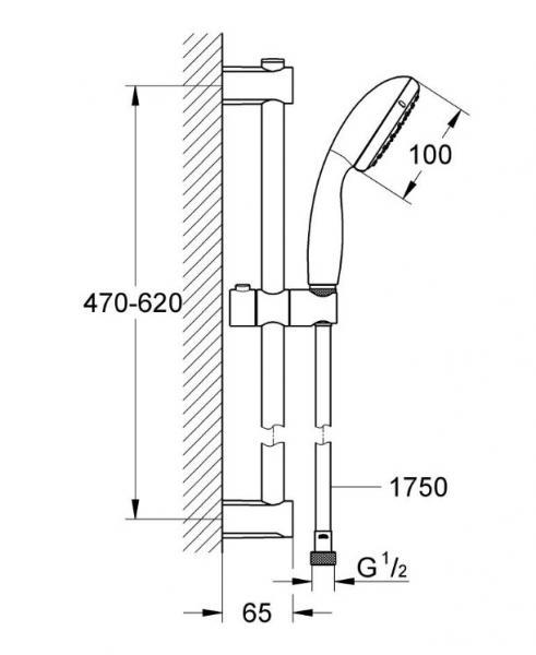 Grohe Start komplet brusesystem m/h&aring;ndbruser - Mat sort