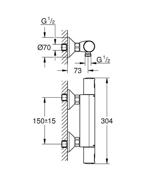 Grohe Precision Start brusetermostat - Mat sort Grohe Precision Start brusetermostat - Mat sort
