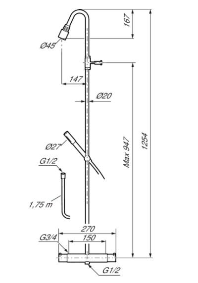 Mora Izzy Raw Shower System R&aring; messing