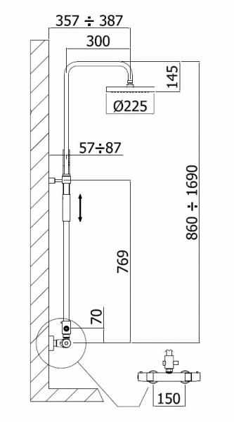 Str&oslash;mberg Ligro brusers&aelig;t med termostat - &Oslash;225 mm hovedbruser