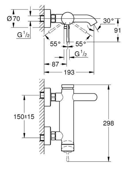 Grohe Essence komplet badekararmatur m/SmartActive - Mat sort Grohe Essence komplet badekararmatur m/SmartActive - Mat sort