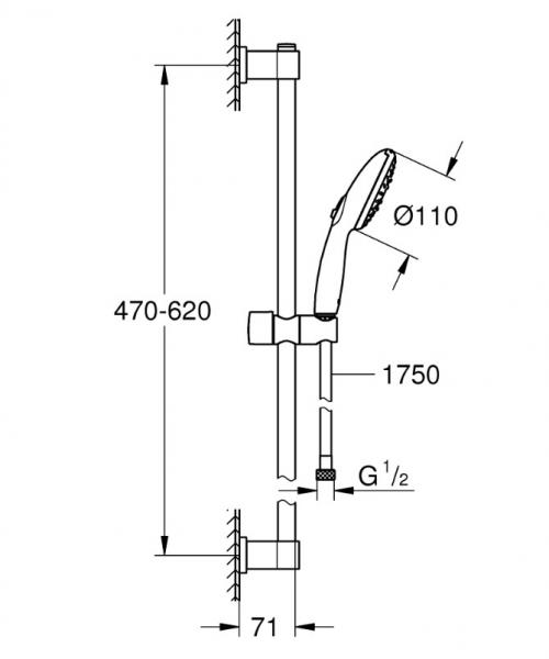 Grohe Vitalio Start 110 brusesæt 3 sprays m/Water Saving Grohe Vitalio Start 110 brusesæt 3 sprays m/Water Saving