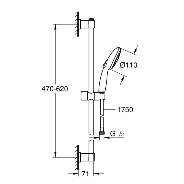 Grohe Vitalio Start 110 brusesæt 2 sprays Grohe Vitalio Start 110 brusesæt 2 sprays
