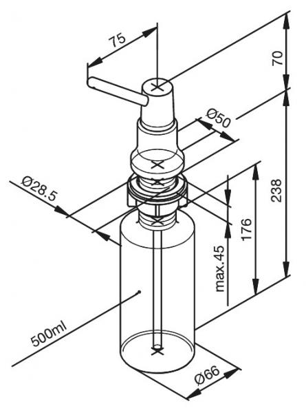 Damixa S&aelig;bedispenser - 75 mm dyse - Flad knap