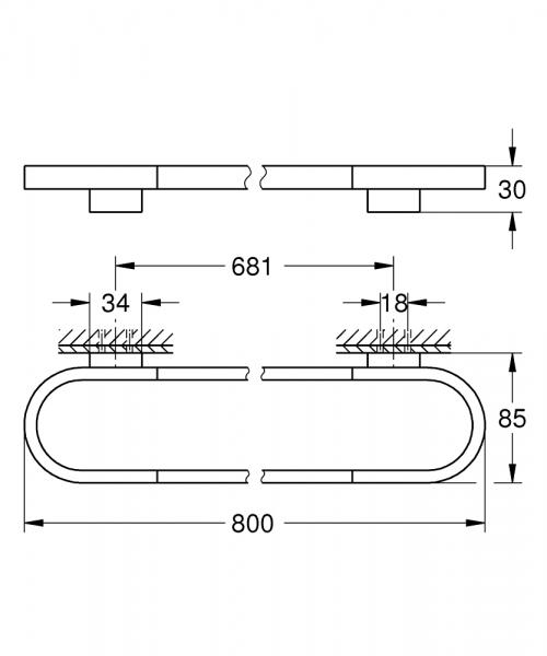 Grohe Selection h&aring;ndkl&aelig;destang - 800 mm - Poleret hard graphite