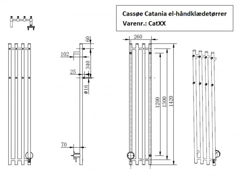 Cassøe Catania håndklædetørrer - 26x142 cm - Børstet stål Cassøe Catania håndklædetørrer - 26x142 cm - Børstet stål