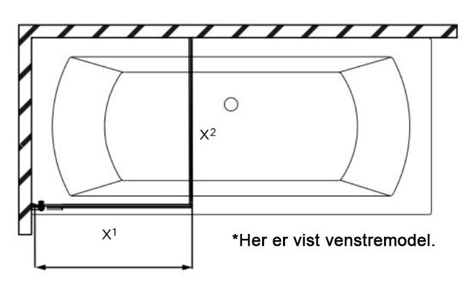 Strømberg Noma 83 dobbelt badekarvæg - Klart glas/mat sort Strømberg Noma 83 dobbelt badekarvæg - Klart glas/mat sort