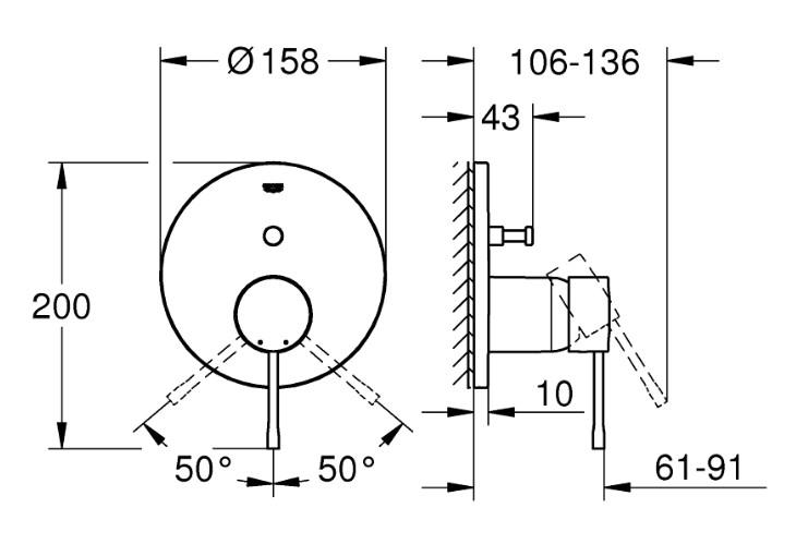 Grohe komplet indbygningspakke m/SmartActive til badekar - Supersteel Grohe komplet indbygningspakke m/SmartActive til badekar - Supersteel