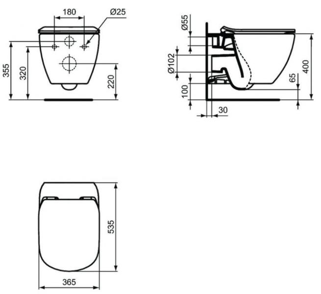 Ideal Standard Tesi mat sort toiletpakke inkl. s&aelig;de/soft-close, cisterne og mat sort betjening