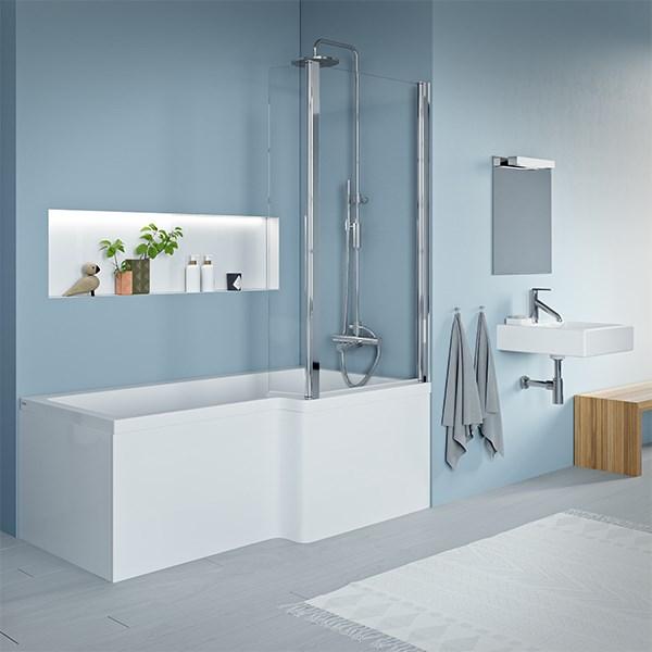 Strømberg Quantum badekar t/brus - 170 x 70/85 - Højre - 1 ryglæn Strømberg Quantum badekar t/brus - 170 x 70/85 - Højre - 1 ryglæn