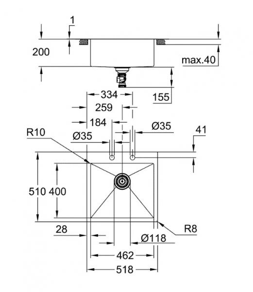Grohe K800 køkkenvask i rustfrit stål 46cm Grohe K800 køkkenvask i rustfrit stål 46cm